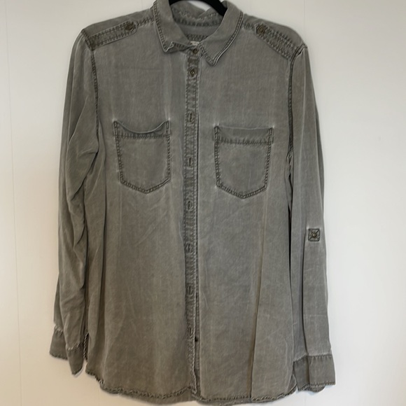 Army Green Soft Button down - Picture 2 of 2